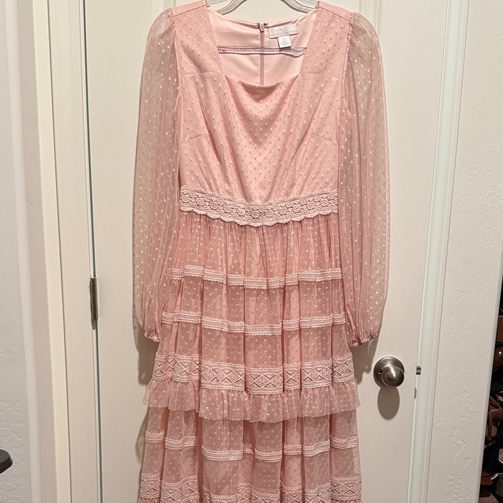 Rachel Parcell Pink Lace Midi Dress
